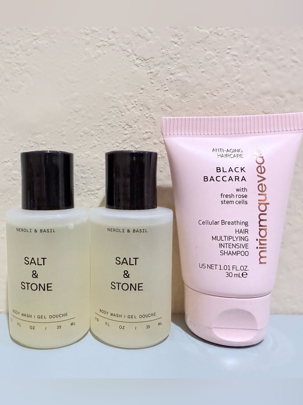 Salt & Stone Neroli & Basil Body Wash & Miriam Quevedo Black Baccara Shampoo